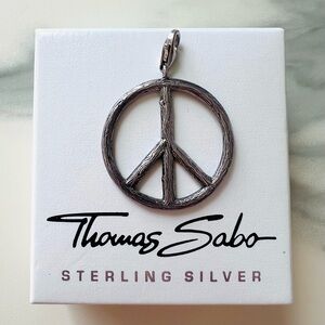 Fantastic Thomas Sabo Wood Grain Sterling Silver Peace Charm Pendant